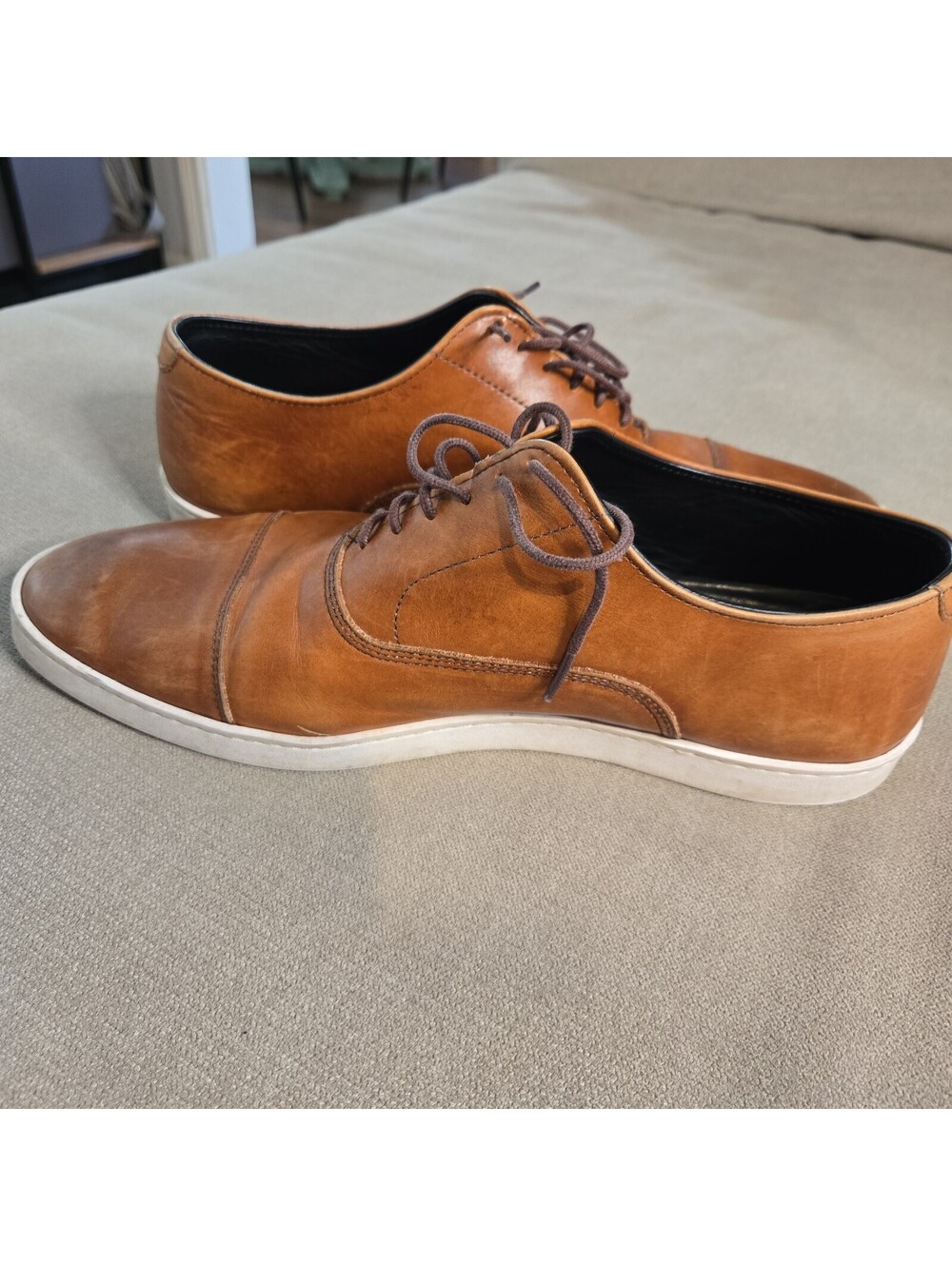 Allen Edmonds Park Avenue Cap-Toe Sneakers Mens Size 9.5 D Leather 4322 Shoes - Picture 4 of 7